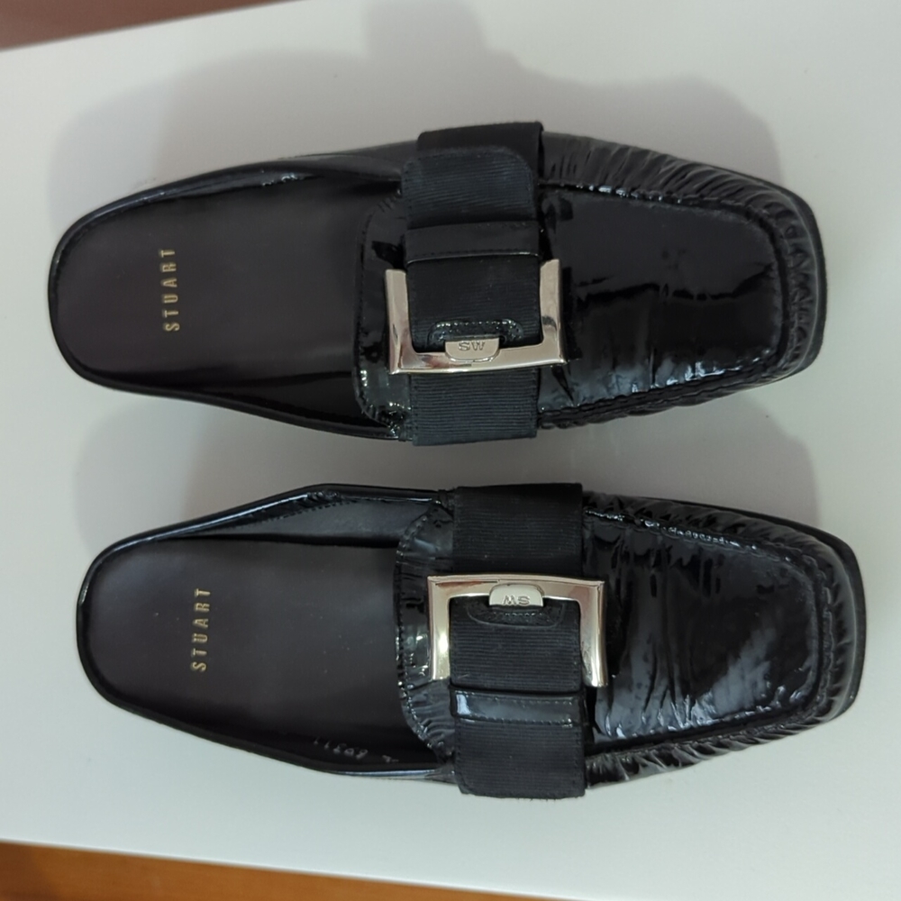 Stuart Weitzman Black Patent Mules